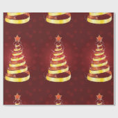 Gold Weihnachtsbaum Wrapping Paper Geschenkpapier (Flach)