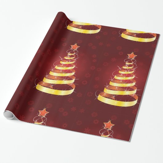 Gold Weihnachtsbaum Wrapping Paper Geschenkpapier (Ungerollt)