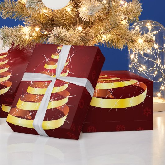 Gold Weihnachtsbaum Wrapping Paper Geschenkpapier