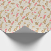 Gold Weihnachtsbäume Wrapping Papier Beige Geschenkpapier (Ecke)