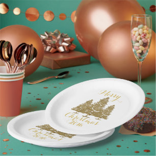 Gold Weihnachtsbaumen Papierplatte Pappteller