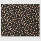 Gold Weihnachtsbaumen Wrapping Paper Black Geschenkpapier (Flach)
