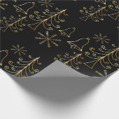Gold Weihnachtsbaumglocke und Snowflake Muster Geschenkpapier (Ecke)