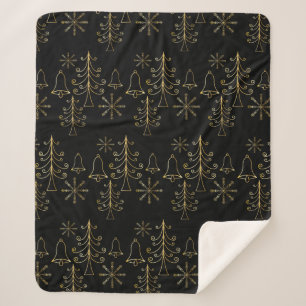 Gold Weihnachtsbaumglocke und Snowflake Muster Sherpadecke