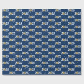 Gold Weihnachtsbow für 2025 auf Blue Geschenkpapier (Flach)