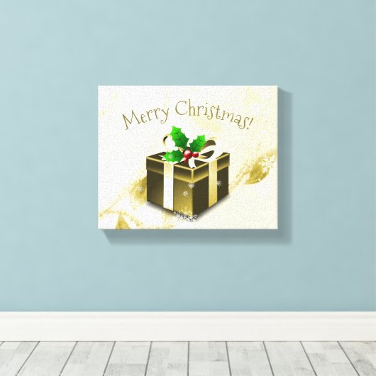 Gold Weihnachtsgeschenk Canvas Print Leinwanddruck (Insitu (Holzboden))