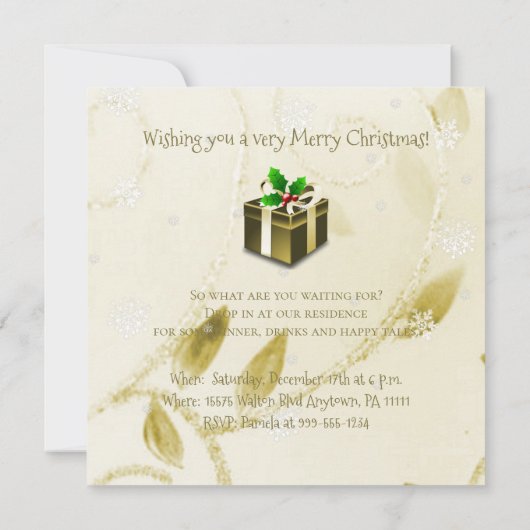 Gold Weihnachtsgeschenk Einladung (Rückseite)