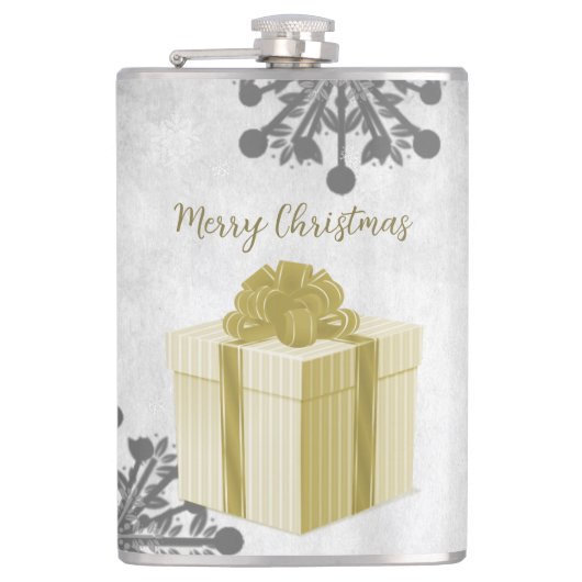 Gold Weihnachtsgeschenk Feiertage Flask Flachmann (Vorderseite)