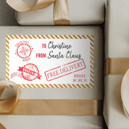 Gold Weihnachtsgeschenk Nordpol Lieferung Rechteckiger Aufkleber