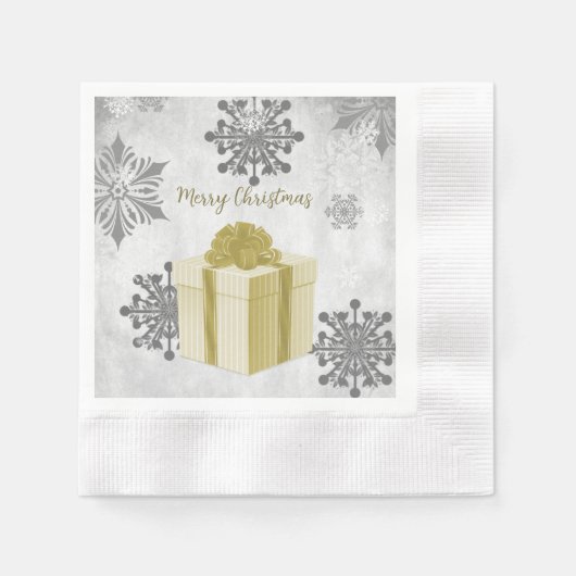 Gold Weihnachtsgeschenk Papier Napkin Serviette (Vorderseite)