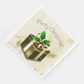 Gold Weihnachtsgeschenk Papier Napkin Serviette (Ecke)