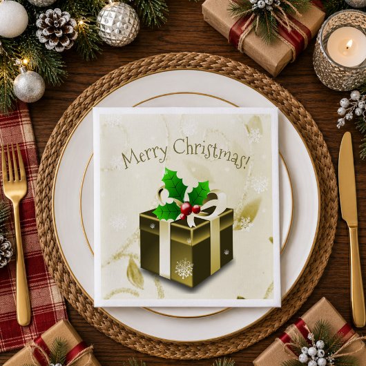 Gold Weihnachtsgeschenk Papier Napkin Serviette