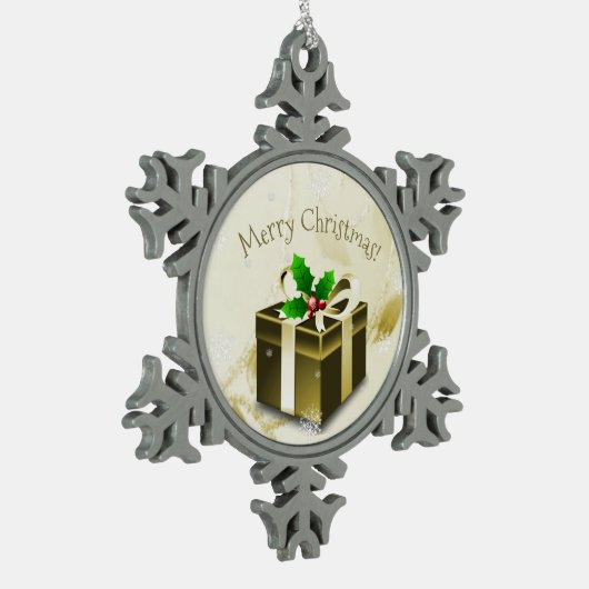 Gold Weihnachtsgeschenk Schneeflocken Zinn-Ornament (Links)