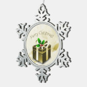Gold Weihnachtsgeschenk Schneeflocken Zinn-Ornament (Rechts)