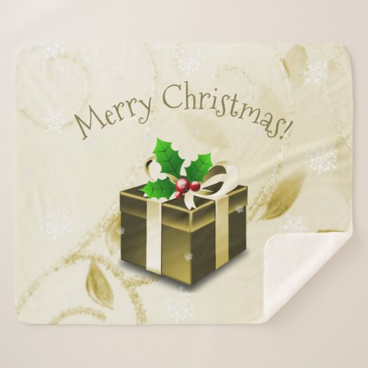 Gold Weihnachtsgeschenk Sherpa Blanket Sherpadecke (Vorderseite (Horizontal))