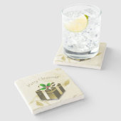 Gold Weihnachtsgeschenk Stone Untersetzer (Seitenansicht)