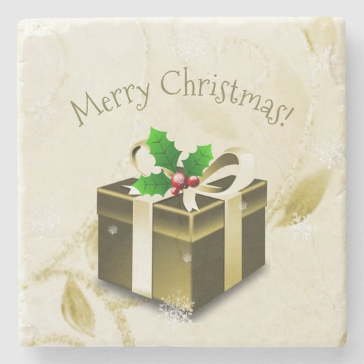 Gold Weihnachtsgeschenk Stone Untersetzer (Vorderseite)