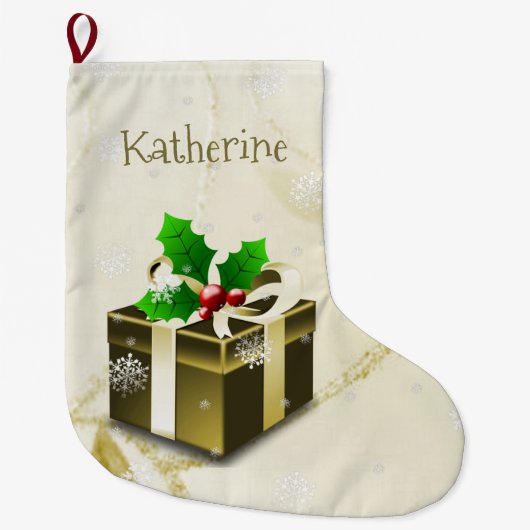 Gold Weihnachtsgeschenk Strumpf Großer Weihnachtsstrumpf (Vorderseite)