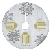 Gold Weihnachtsgeschenk Tree Skirt Fleece Weihnachtsbaumdecke (Vorderseite)