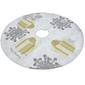 Gold Weihnachtsgeschenk Tree Skirt Fleece Weihnachtsbaumdecke (Schrägansicht)