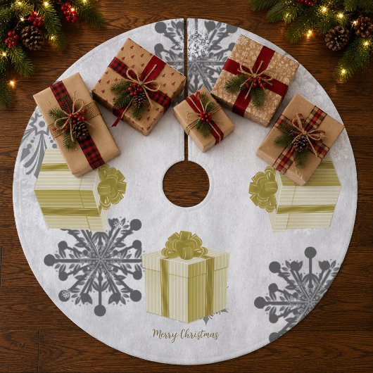 Gold Weihnachtsgeschenk Tree Skirt Fleece Weihnachtsbaumdecke