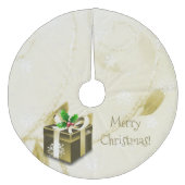 Gold Weihnachtsgeschenk Tree Skirt Fleece Weihnachtsbaumdecke (Vorderseite)