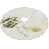 Gold Weihnachtsgeschenk Tree Skirt Fleece Weihnachtsbaumdecke (Schrägansicht)