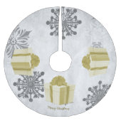 Gold Weihnachtsgeschenk Tree Skirt Polyester Weihnachtsbaumdecke (Vorderseite)