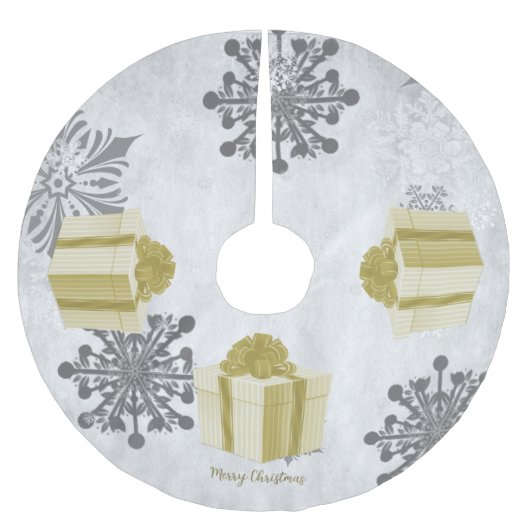 Gold Weihnachtsgeschenk Tree Skirt Polyester Weihnachtsbaumdecke (Vorderseite)