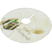 Gold Weihnachtsgeschenk Tree Skirt Polyester Weihnachtsbaumdecke (Schrägansicht)