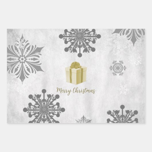 Gold Weihnachtsgeschenke Wrapping Paper Sheets Geschenkpapier Set (Vorderseite)