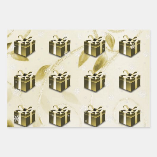 Gold Weihnachtsgeschenkpapier Geschenkpapier Set (Vorderseite 2)