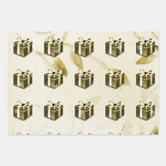 Gold Weihnachtsgeschenkpapier Geschenkpapier Set (Vorderseite)