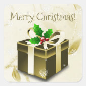 Gold Weihnachtsgeschenksticker Quadratischer Aufkleber (Vorderseite)