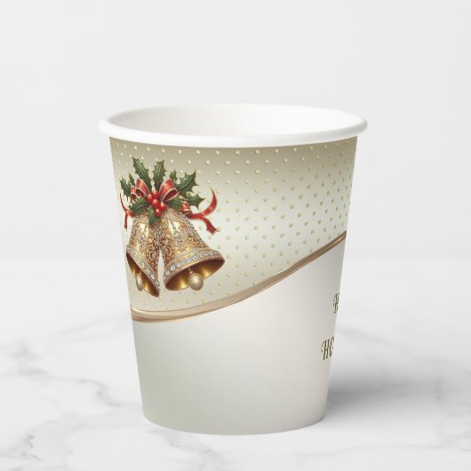 Gold Weihnachtsglocken Holiday Paper Cups Pappbecher (Vorderseite)