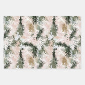 Gold Weihnachtsglocken Rosa Bäume Geschenkpapier Set (Vorderseite 2)