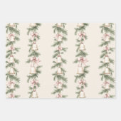 Gold Weihnachtsglocken Rosa Bäume Geschenkpapier Set (Vorderseite)