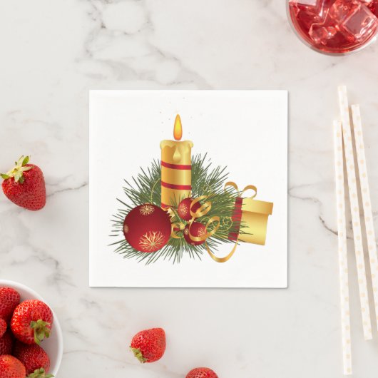 Gold Weihnachtskerze Serviette (Beispiel)