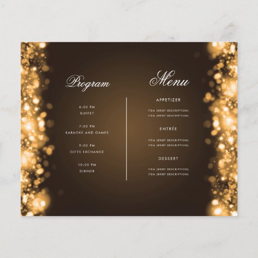 Gold WeihnachtsLICHTEN Einladungsprogramm & Menü (Hinten)