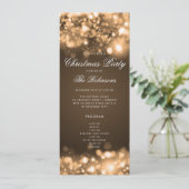 Gold WeihnachtsLICHTEN Einladungsprogramm & Menü Einladung (Stehend Vorderseite)