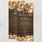 Gold WeihnachtsLICHTEN Einladungsprogramm & Menü Einladung (Vorne/Hinten)
