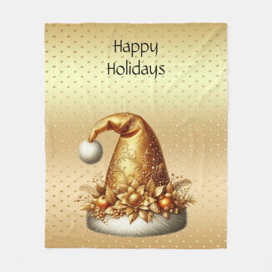 Gold Weihnachtsmannmütze Holiday Fleece Blanket (Vorderseite)