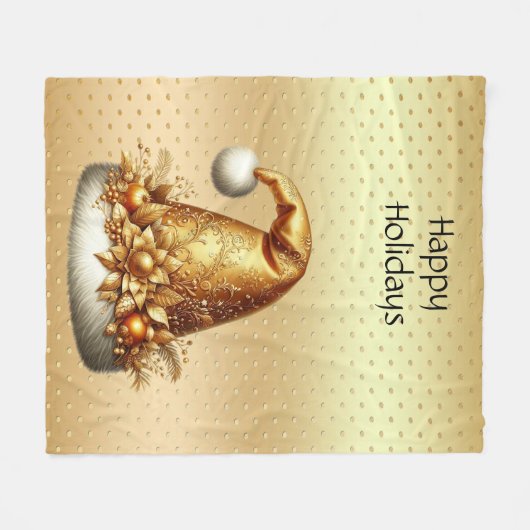 Gold Weihnachtsmannmütze Holiday Fleece Blanket (Vorderseite (Horizontal))
