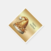 Gold Weihnachtsmannmütze Holiday Napkin Serviette (Ecke)