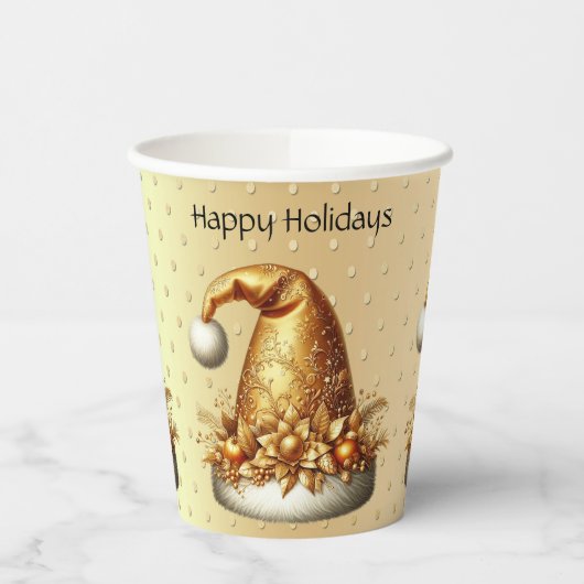 Gold Weihnachtsmannmütze Holiday Paper Cups Pappbecher (Links)