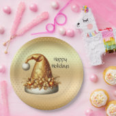 Gold Weihnachtsmannmütze Holiday Paper Plate Pappteller (Party)