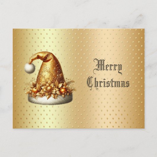 Gold Weihnachtsmannmütze Weihnachten Weihnachten P Postkarte (Vorderseite)