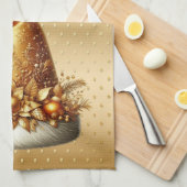 Gold Weihnachtsmannmütze Weihnachtsfeiertag Küchen Geschirrtuch (Viertel Falte)