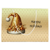 Gold Weihnachtsmannmütze Weihnachtsgeschenktasche Große Geschenktüte (Rückseite)
