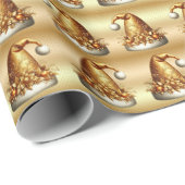 Gold Weihnachtsmannmütze Weihnachtswrapping Paper Geschenkpapier (Rolleneckpunkt)